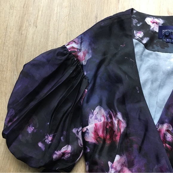 NWT Marchesa Notte Floral Cocktail Wrap Dress - Picture 9 of 16